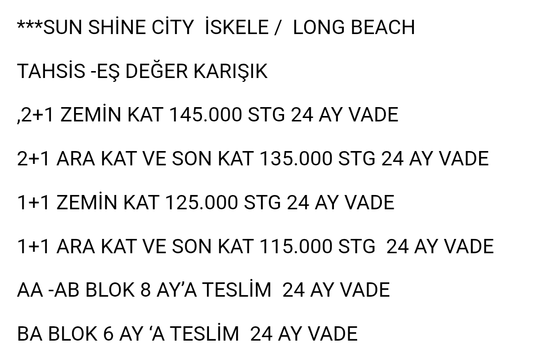 Sun Shine City – İskele / Long Beach | 1+1 & 2+1 Eşdeğer Tahsis Koçanlı, 24 Ay Vade 7